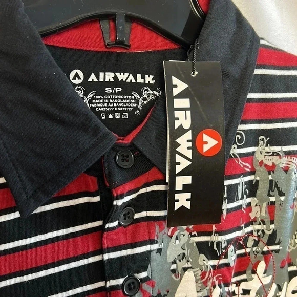 Vintage ,NWT,Airwalk  striped retro polo shirt.big bang,,skateboard,indie sleaze - Picture 8 of 12